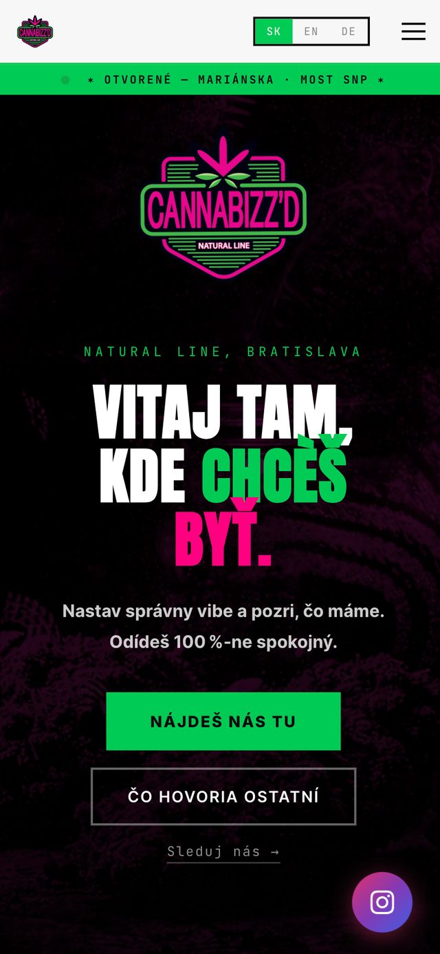 Mobilný web CannaBizz'D na telefóne